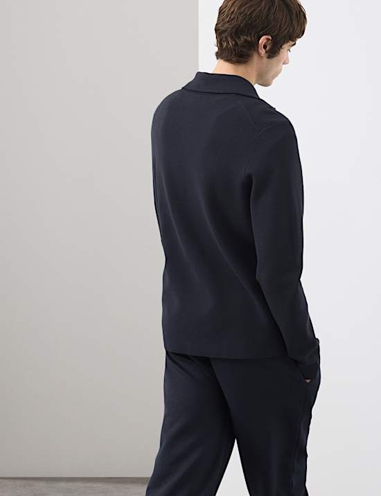Milano-Knit Extended Funnel Neck Half Zip Jumper