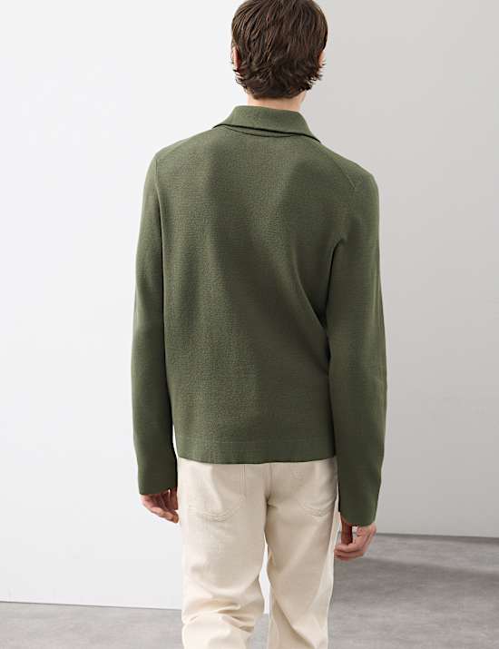 Milano-Knit Extended Funnel Neck Half Zip Jumper