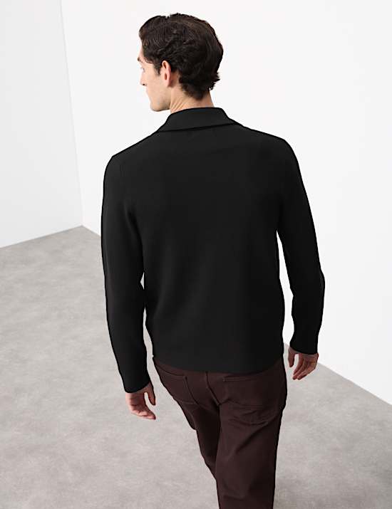 Milano-Knit Extended Funnel Neck Half Zip Jumper