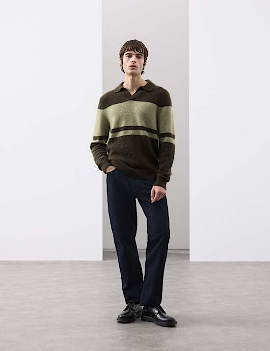 Merino Mohair Blend Block Striped Jumper