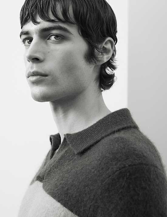 Merino Mohair Blend Block Striped Jumper