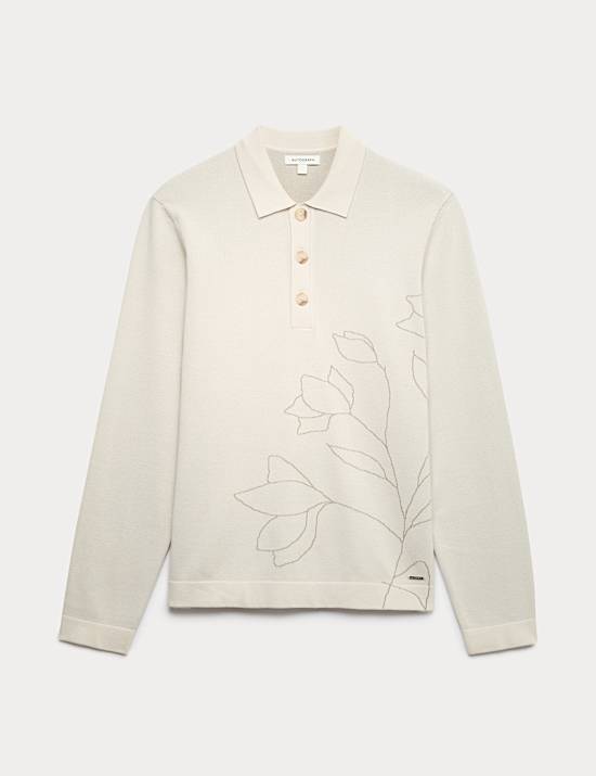 Floral Knitted Polo Shirt