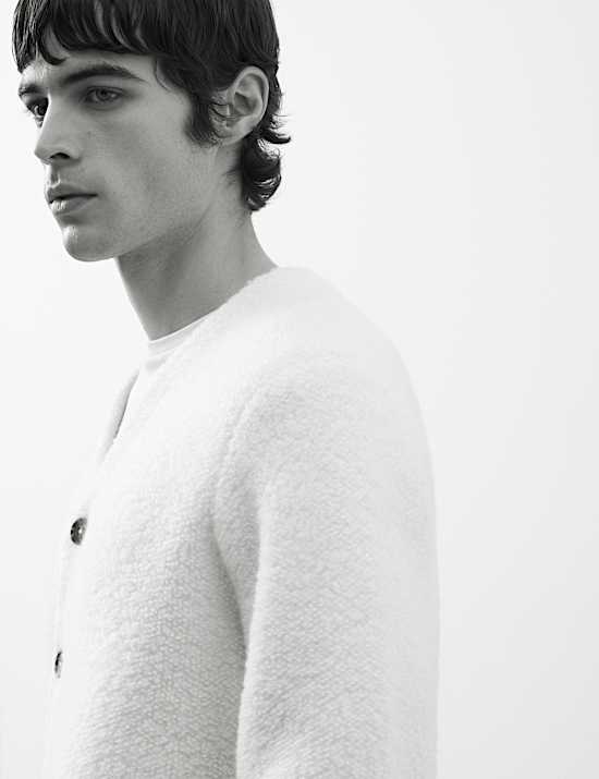 Pure Merino Wool Textured Cardigan