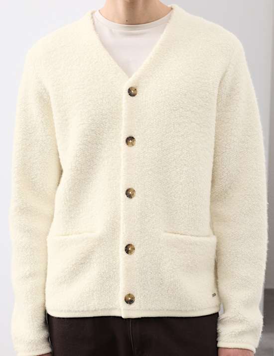 Pure Merino Wool Textured Cardigan