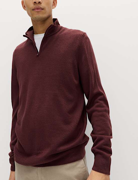 Cashmilon&trade; High Neck Half Zip Jumper