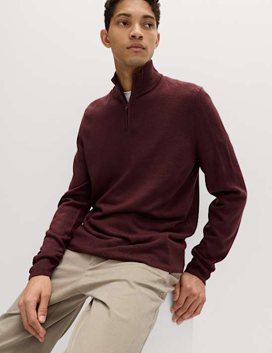 Cashmilon&trade; High Neck Half Zip Jumper