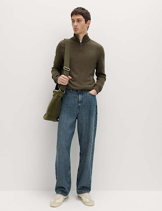 Bavlněný svetr Cashmilon™ se stojáčkem a krátkým zipem