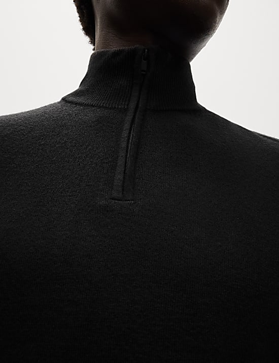 Jumper Leher Tinggi Ritsleting Pendek Cashmilon™