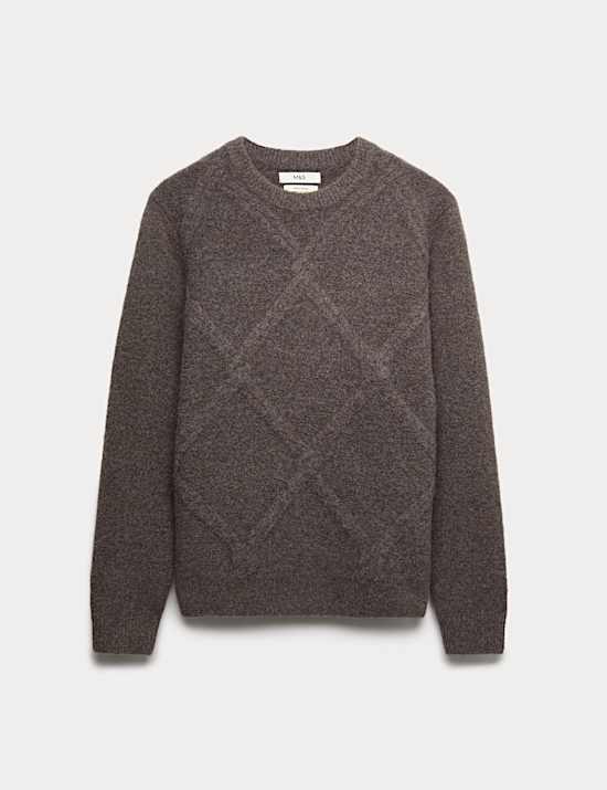 Cable Argyle Hazy Knit Crew Neck Jumper