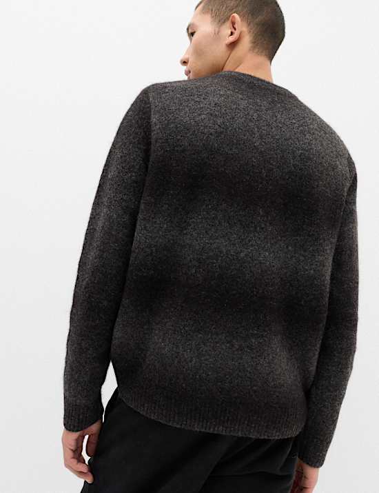 Relaxed Ombre Crew Neck Jumper with Wool