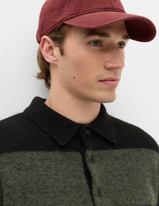 Striped Collared Neck Rugby Jumper with Wool