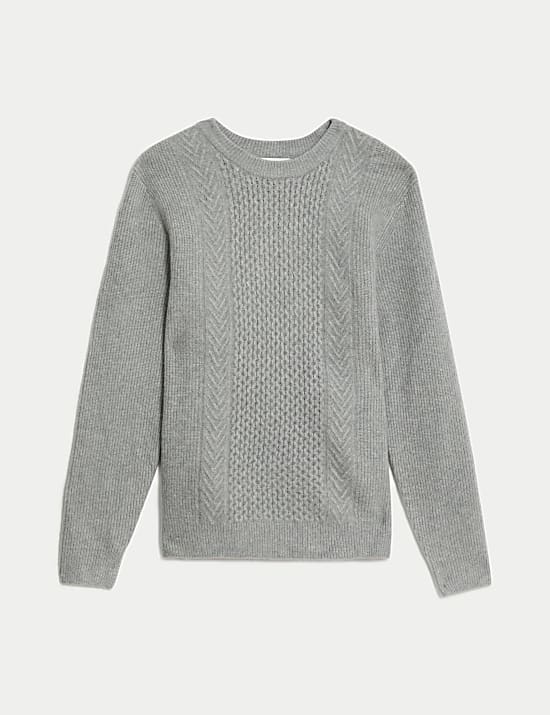 Superměkk&yacute; svetr s cop&aacute;nkov&yacute;m vzorem a př&iacute;davkem vlny