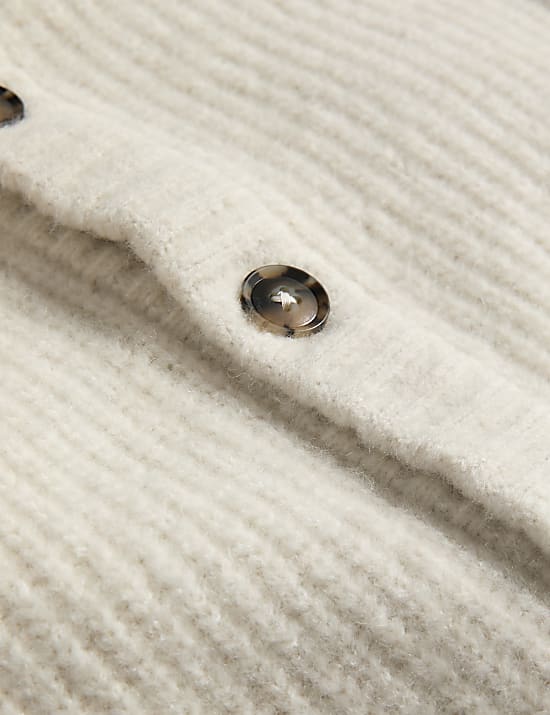 Supersoft Ribbed V-Neck Cardigan with Wool