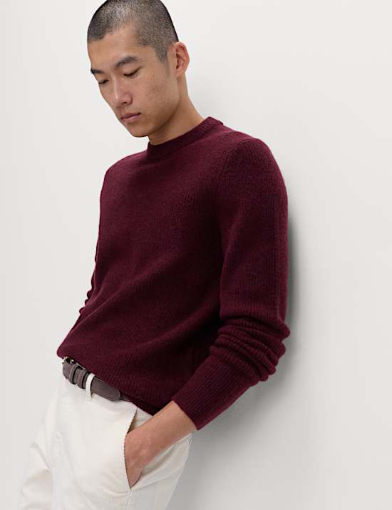 Supersoft Ribbed Crew Neck Jumper with Wool