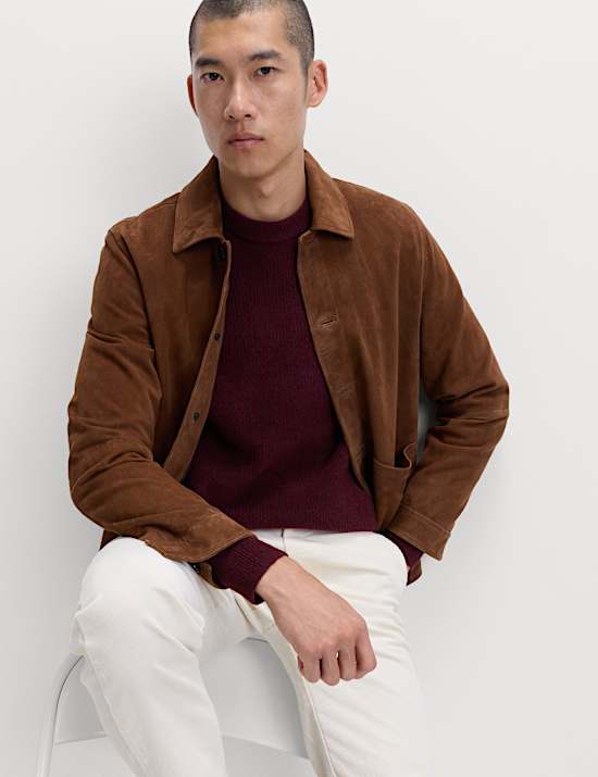 Pull ultra-doux côtelé à col rond avec laine