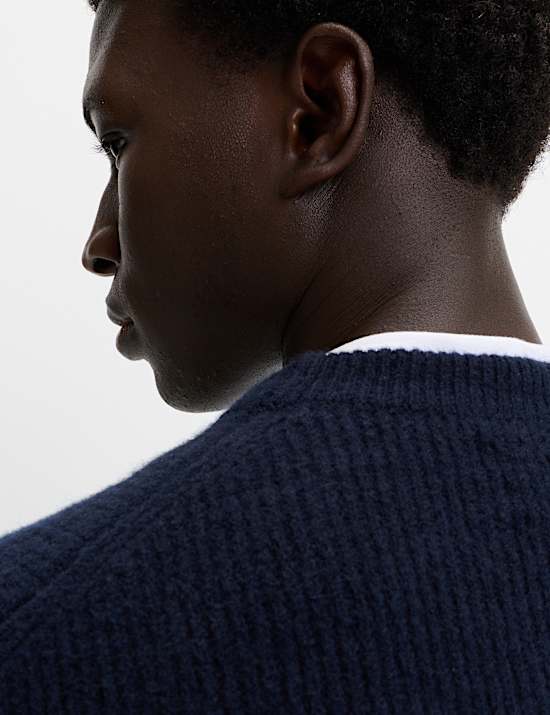 Supersoft Ribbed Crew Neck Jumper with Wool