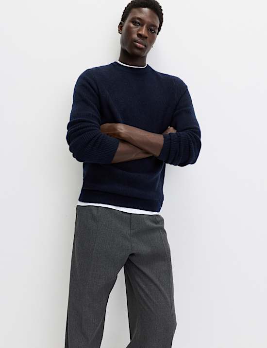 Supersoft Ribbed Crew Neck Jumper with Wool