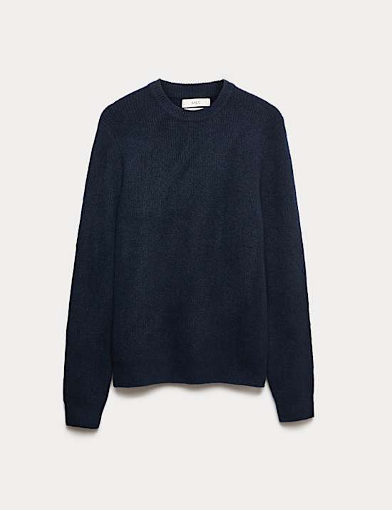 Supersoft Ribbed Crew Neck Jumper with Wool