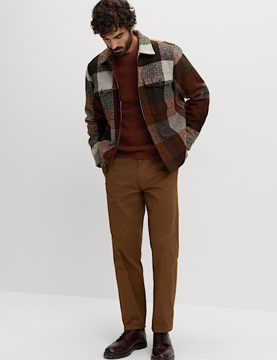 Pull ultra-doux côtelé à col rond avec laine