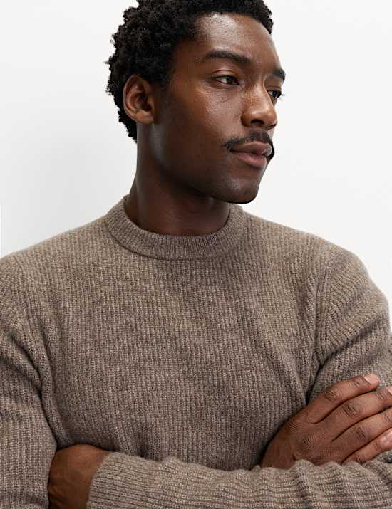 Supersoft Ribbed Crew Neck Jumper with Wool