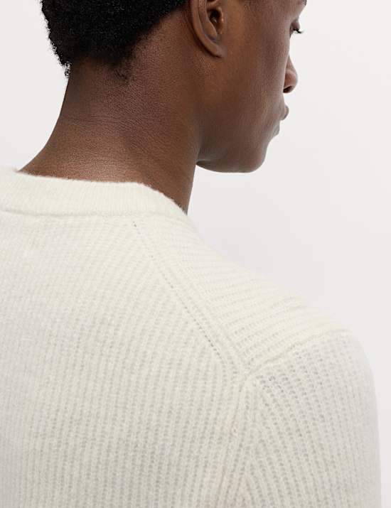 Supersoft Ribbed Crew Neck Jumper with Wool