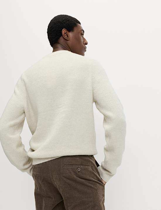 Supersoft Ribbed Crew Neck Jumper with Wool