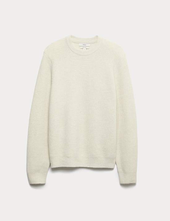Supersoft Ribbed Crew Neck Jumper with Wool