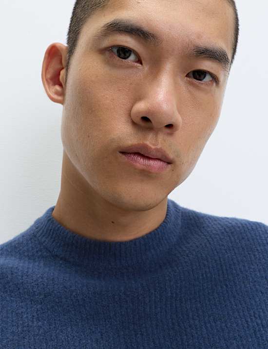 Supersoft Ribbed Crew Neck Jumper with Wool