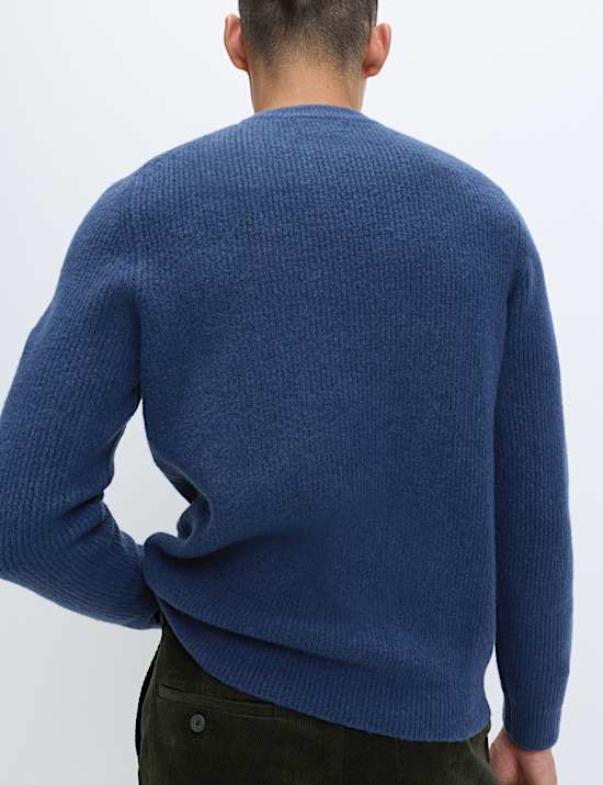 Supersoft Ribbed Crew Neck Jumper with Wool