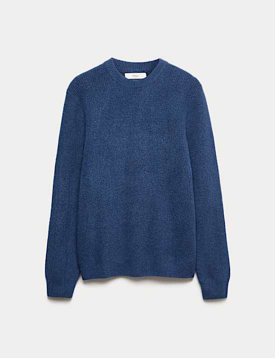 Supersoft Ribbed Crew Neck Jumper with Wool