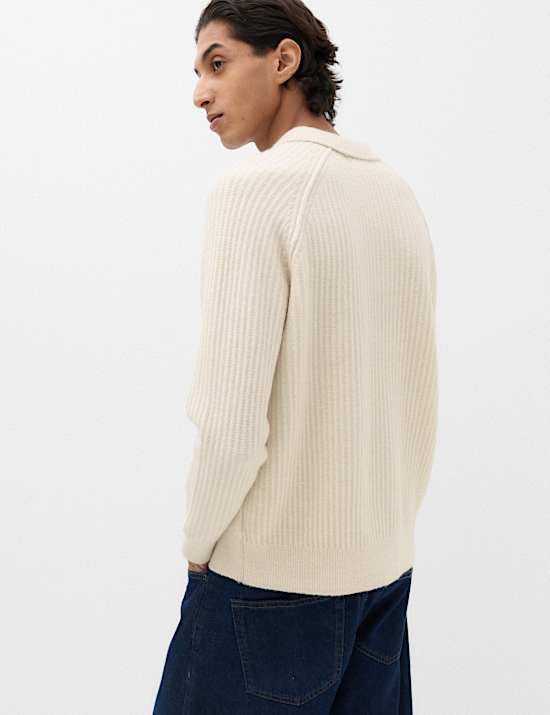 Lofty Relaxed Fit Ribbed Knit Polo Shirt