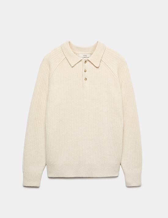 Lofty Relaxed Fit Ribbed Knit Polo Shirt