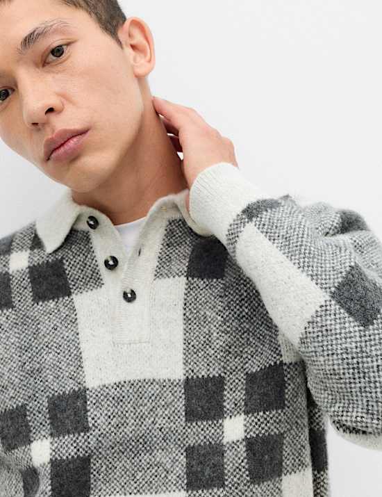 Regular Fit Check Jumper with Wool