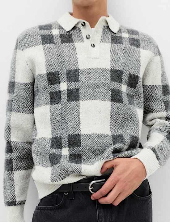 Regular Fit Check Jumper with Wool