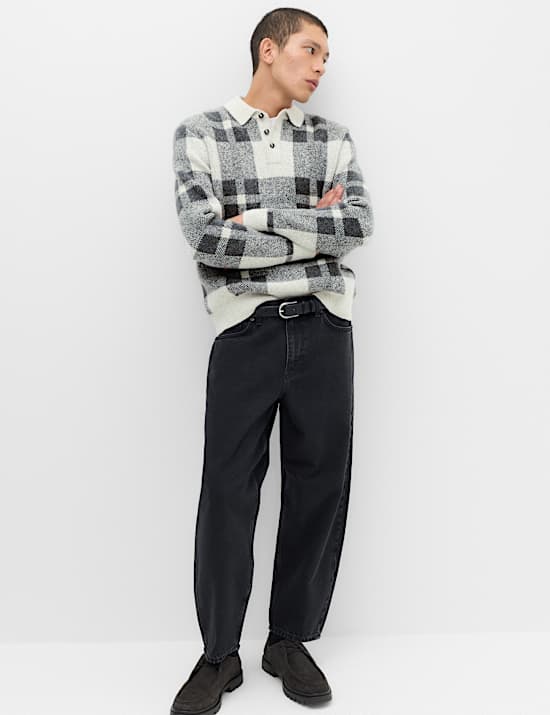 Regular Fit Check Jumper with Wool