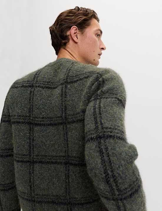 Pull à col rond et carreaux en maille vaporeuse