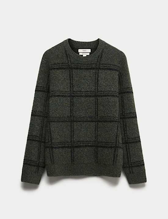 Pull à col rond et carreaux en maille vaporeuse