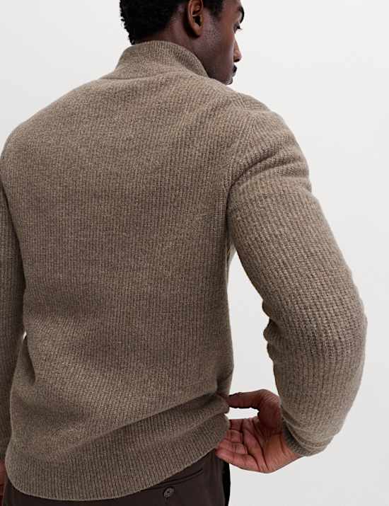 Supersoft Ribbed Half zip Jumper with Wool