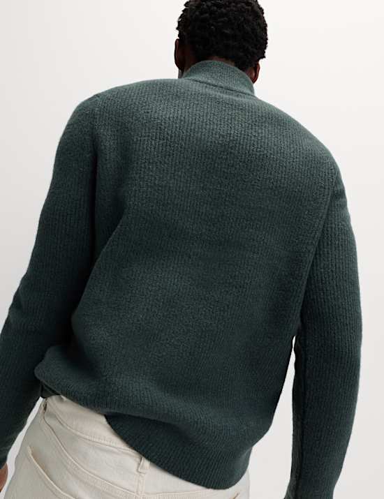 Supersoft Ribbed Half zip Jumper with Wool