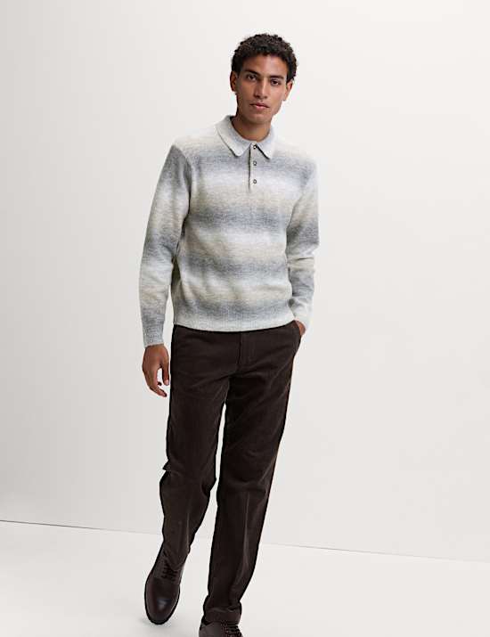 Supersoft Striped Polo Jumper with Wool