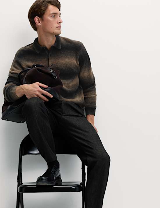 Supersoft Striped Polo Jumper with Wool