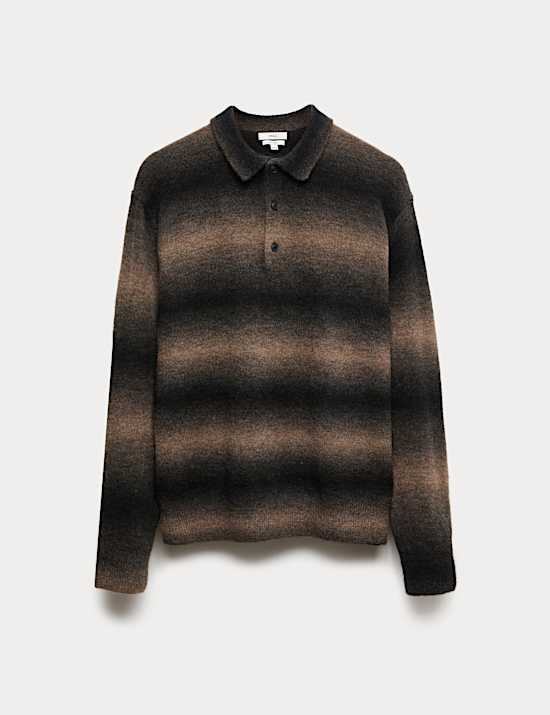 Supersoft Striped Polo Jumper with Wool