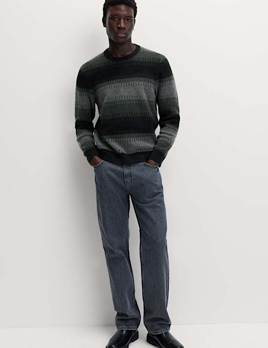 Supersoft Stripe Crew Neck Jumper with Wool