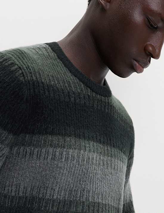 Supersoft Stripe Crew Neck Jumper with Wool