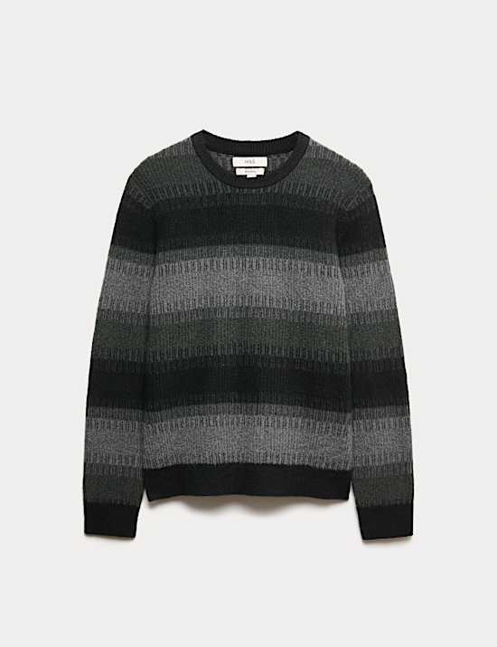 Supersoft Stripe Crew Neck Jumper with Wool