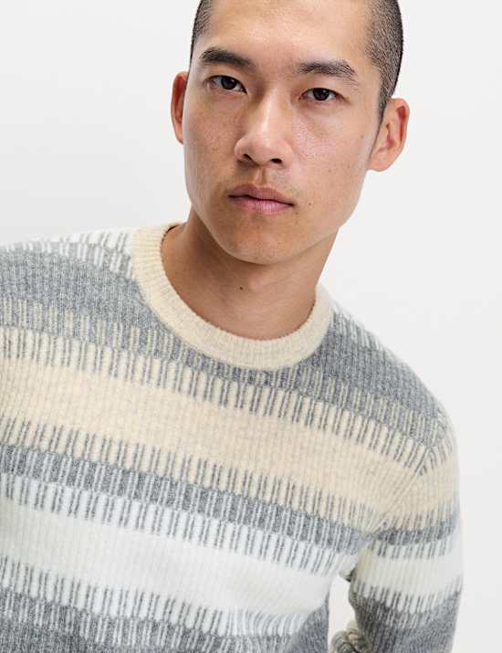 Supersoft Stripe Crew Neck Jumper with Wool