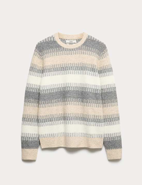 Supersoft Stripe Crew Neck Jumper with Wool