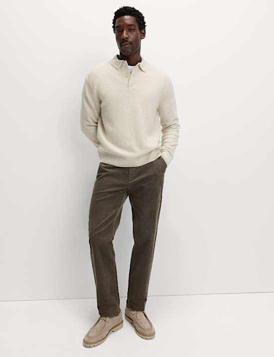 Suéter de cuello tipo polo super suave con lana