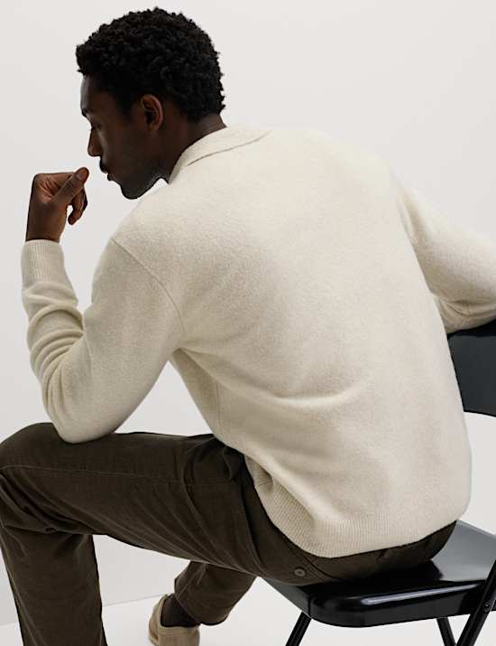 Suéter de cuello tipo polo super suave con lana