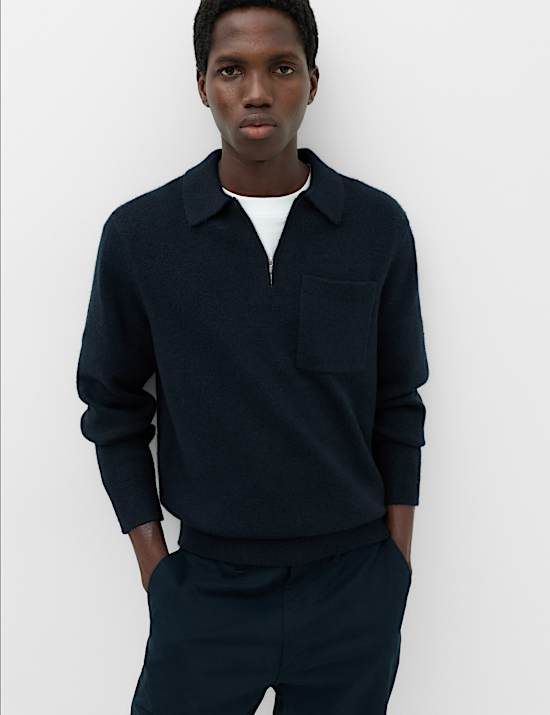 Polo en maille ultra-douce &agrave; fermeture zipp&eacute;e au quart